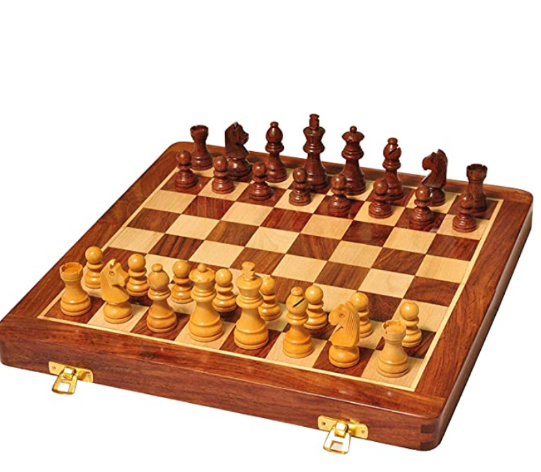 Premium Quality Travel Chess Set 10 Inch Magnetic Wooden Folding Board 